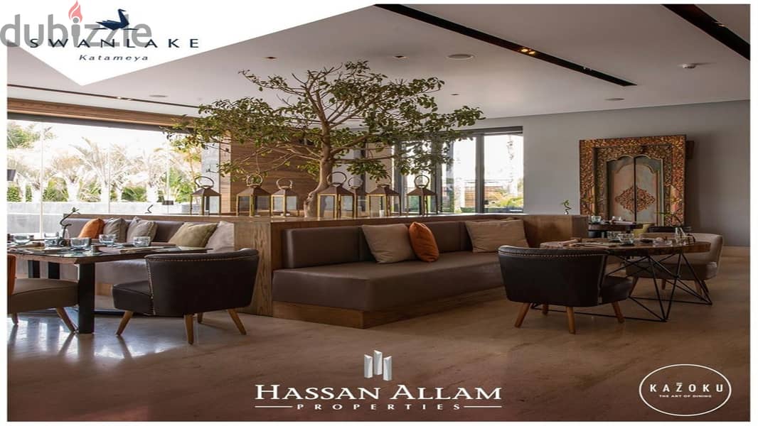 Apartment for sale in the heart of the community in Swan Lake Hassan Allam Compound, directly on Suez Road 5