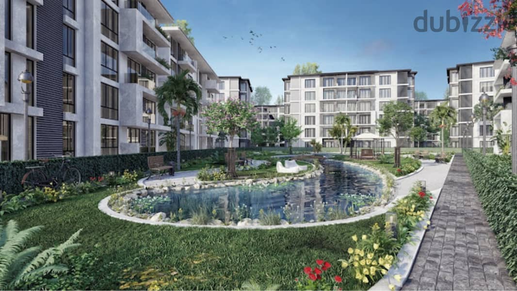 شقة 135م بحديقة موقع مميز استلام 2025 للبيع بمقدم 1.1 مليون التجمع الاول  Apartment 135m + Garden Delivery 2025 1.1 Million DP Creek Town New Cairo 6