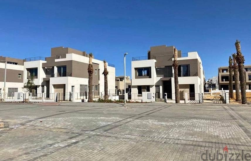 Very Unique twin house, semi-finished, 296 sqm, ready to move for sale in Palm Hills Compound, Fifth Settlement 5