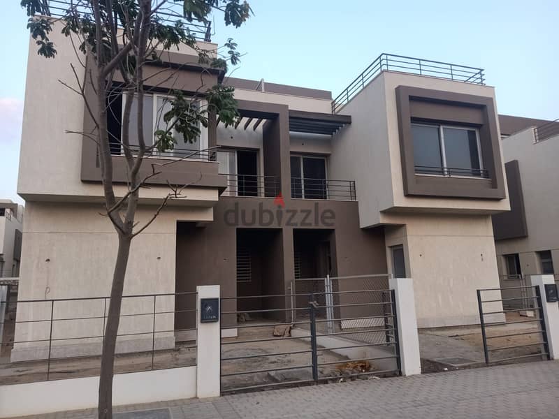Very Unique twin house, semi-finished, 296 sqm, ready to move for sale in Palm Hills Compound, Fifth Settlement 6