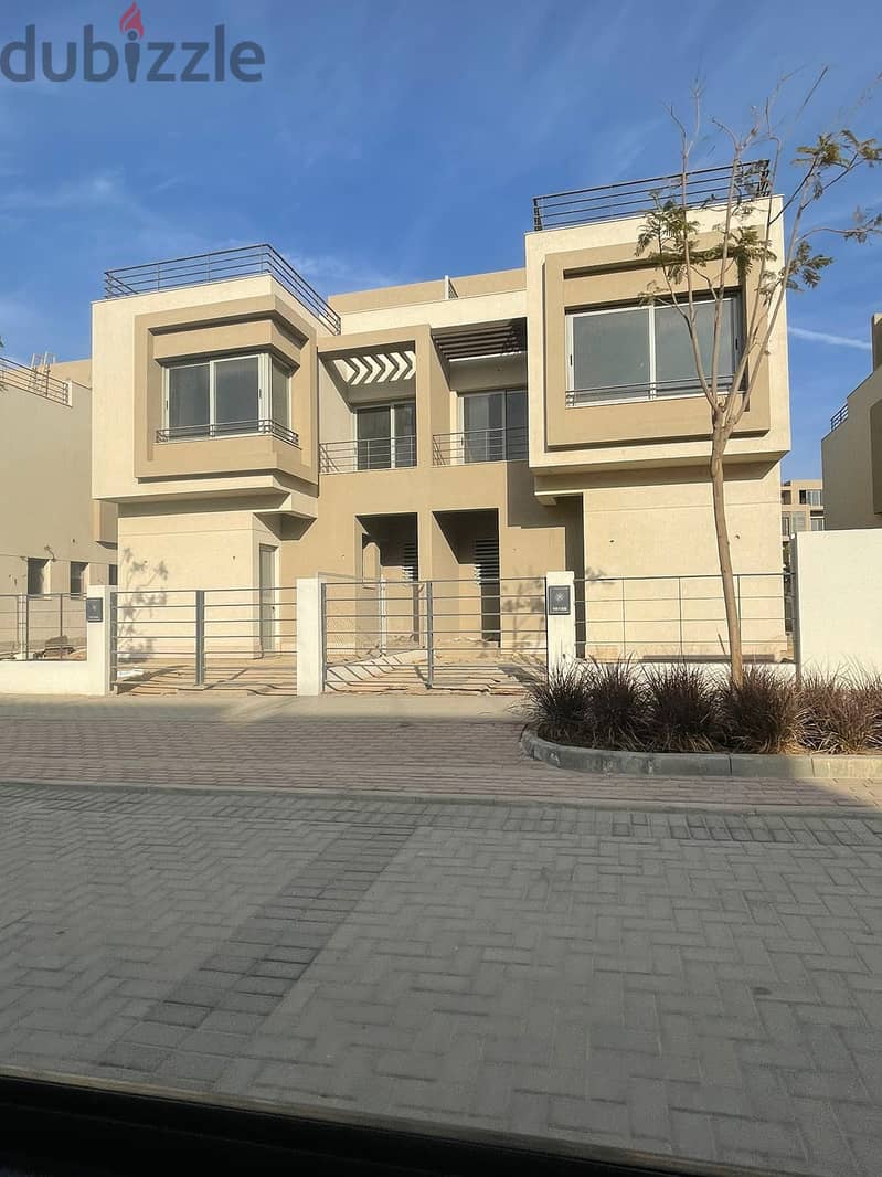 Very Unique twin house, semi-finished, 296 sqm, ready to move for sale in Palm Hills Compound, Fifth Settlement 10