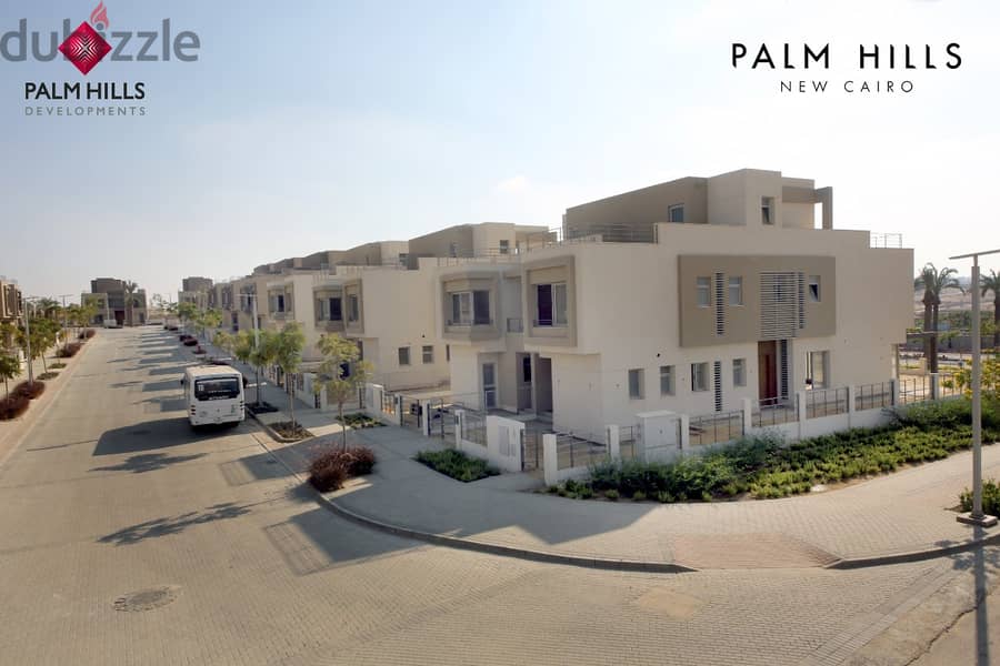 Very Unique Family House Type G, semi-finished, Bahary, 250 sqm + 145 sqm, open space for sale in Palm Hills New Cairo Compound 1