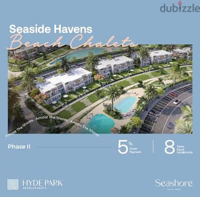 Chalet for sale 112 square meters at the lowest price on the North Coast Hyde Park Seashore Seashore village directly overlooking the Lagoon in instal 10