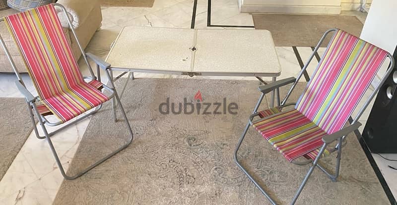 ترابيزة حديقة / شاطئ مع ٢ كرسي  folded 1