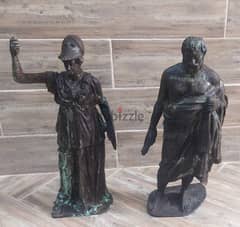 تمثالين من البرونز لأحد مشاهير الاغريق زيوس واثينا طول القطعه ٥٠س