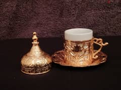 طقم قهوه عثماني لون ذهبي صناعة تركية 0