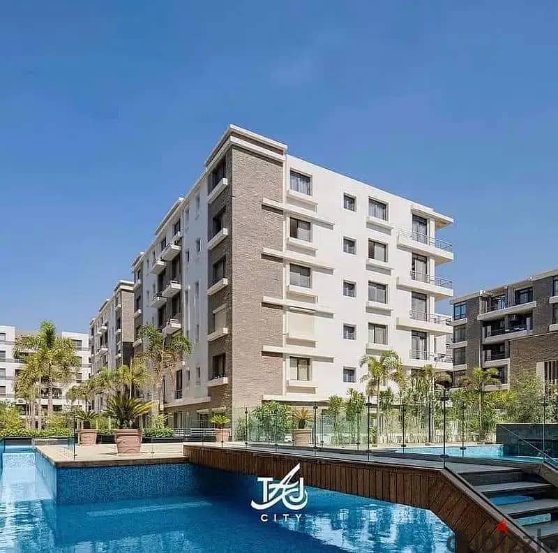 Duplex apartment with garden for sale in Taj City New Cairo, in front of Cairo International Airport (4 rooms) with a 39% discount on cash and install 7