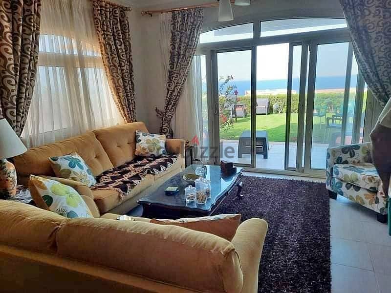Chalet for sale, 130 sqm, directly on the sea, fully finished, in Telal Al Sokhna village 1