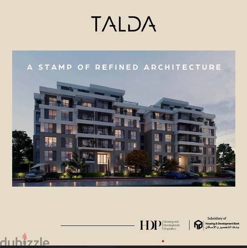 شقة 165 متر للبيع مقدم 930 الف و اقساط علي 9 سنين في كمبوند تالدا في المستقبل سيتي Talda Mostkbal City 2
