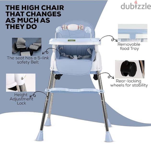 Baybee 4 in 1 Nora Convertible High Chair 4