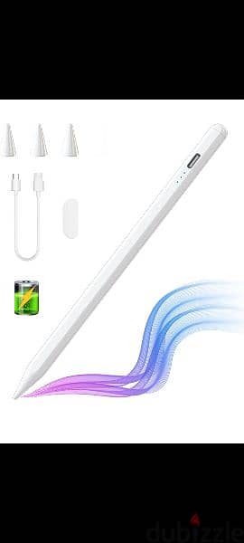 قلم  apple pencil استعمال شهرين مناسب لكل الاجهزه ثلاث رؤوس وصله شاحن 1