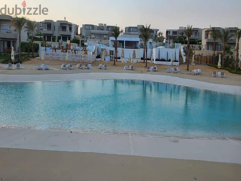 Standalone villa Fully finished with air conditioners for sale in Azha, it is the most private and prestigious in Ain Sokhna irect on the lagoonn 5
