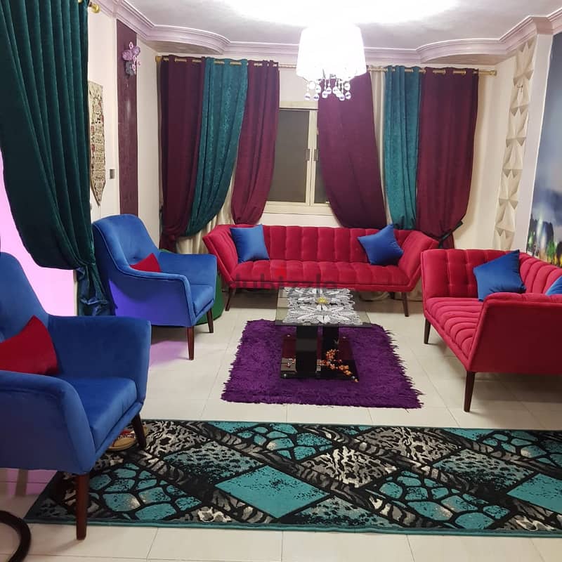 Fully air-conditioned. . Furnished apartment of 84 square meters for rent in the first district, next to Americana Plaza, Sheikh Zayed 2