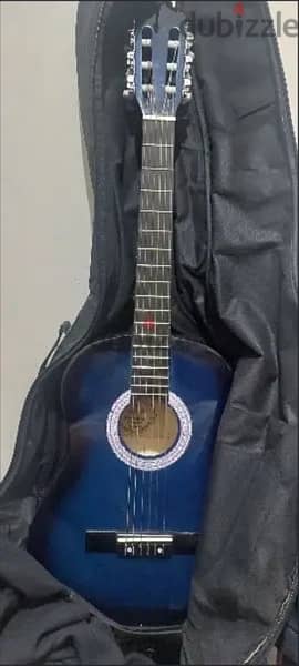 blue guitar with case 2
