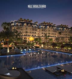 With a 10% discount, a 229 sqm apartment for sale in Nile Boulevard, New Cairo, a minute from Al-Rehab, with a direct view on Central Park. 0
