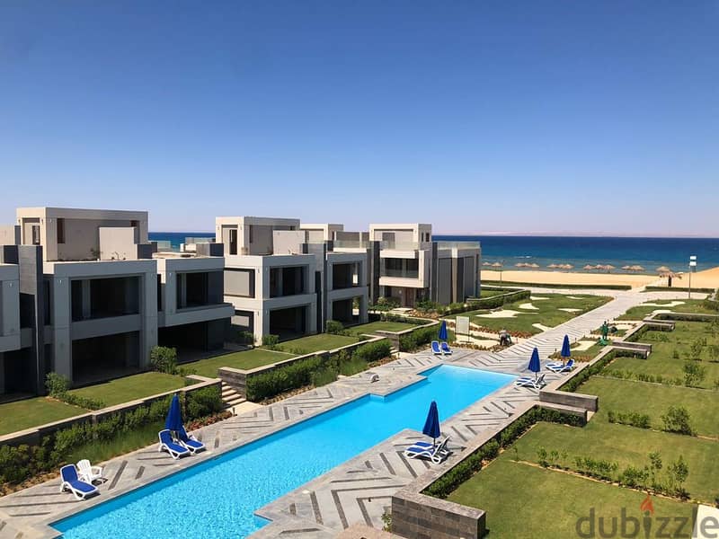 Garden chalet 150 sqm + garden SEA VIEW -3 beds for sale in la vista ras el hikma north coast  fully finished - down payment 15% & installment 6 years 7