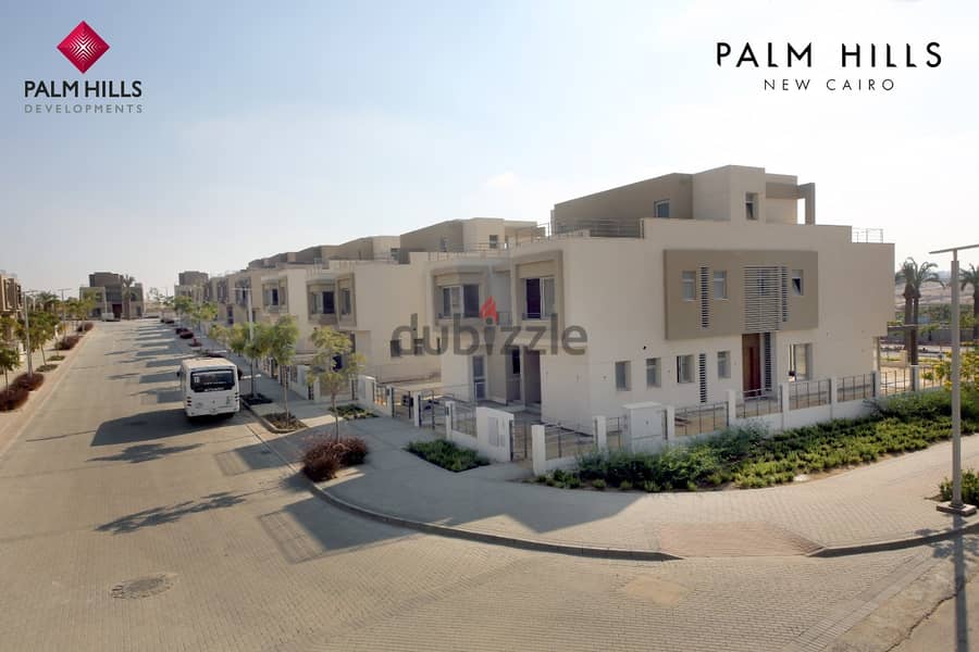 Very Unique Family House Type G, semi-finished, Bahary, 250 sqm + 145 sqm, open space for sale in Palm Hills New Cairo Compound 11