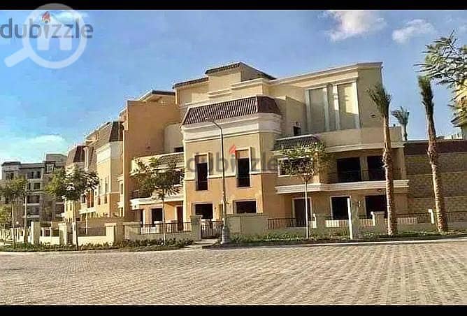 3-storey villa for sale at the price of an apartment, cash price ((7,320,000)) installments over 8 years in Sarai Compound in front of New Cairo City 1