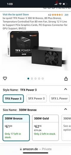 be quiet TFX Power 3 300W power supply