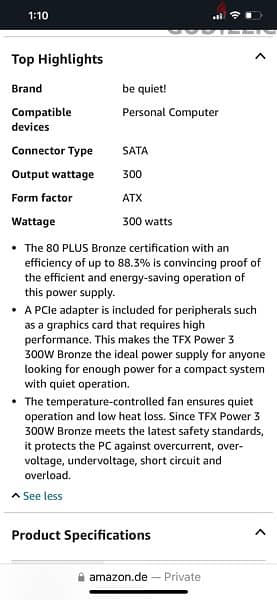 be quiet TFX Power 3 300W power supply 5