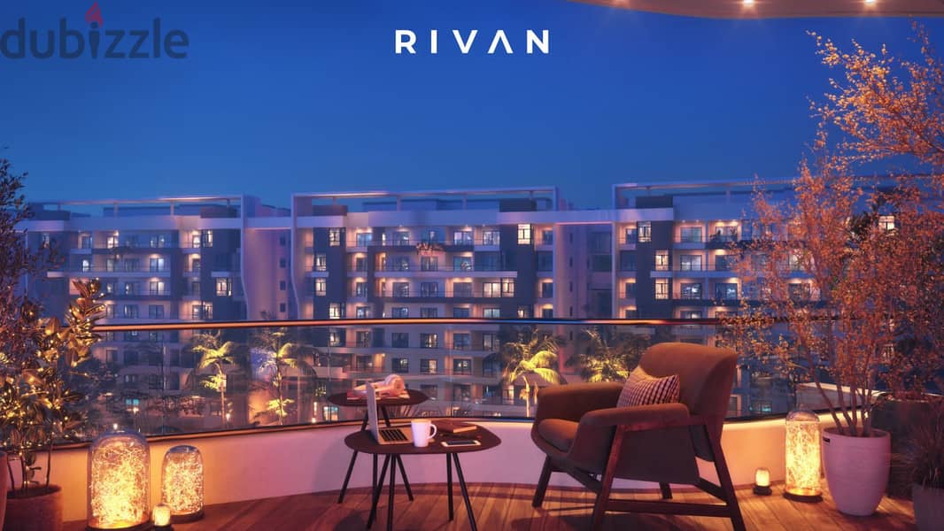 شقة فندقية 153 متر متشطبة بالتكييفات بفيو لاجون ب كمبوند ريفان RIVAN 2