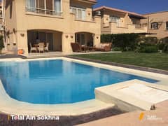 a fully finished lagoon view chalet for sale in | Telal El-Sokhna | before porto sokhna directly on the sea with a private garden with lagoon view