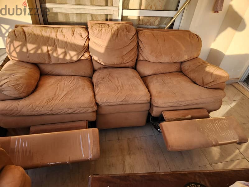 Lazy Sofa Set (3 + 1 + 1) طقم كنب مع مساند متحركة للأرجل 0