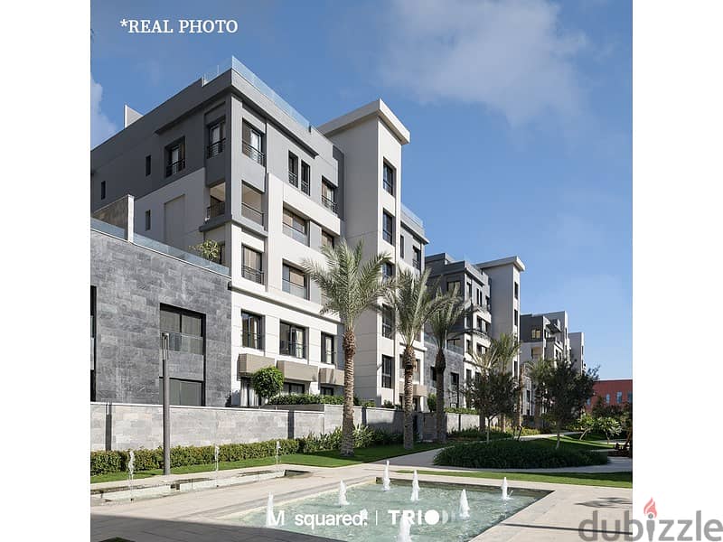 Apartment for sale with a 10% down payment, smart home system, flexi finishing, installments for 8 years, in Trio Gardens, Fifth Settlement 6