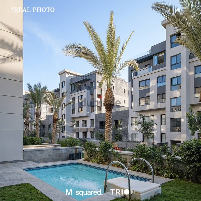Apartment with garden for sale, with a 10% down payment, 3 rooms, installments for 8 years, in Trio Gardens, Fifth Settlement, with a smart home syste 1