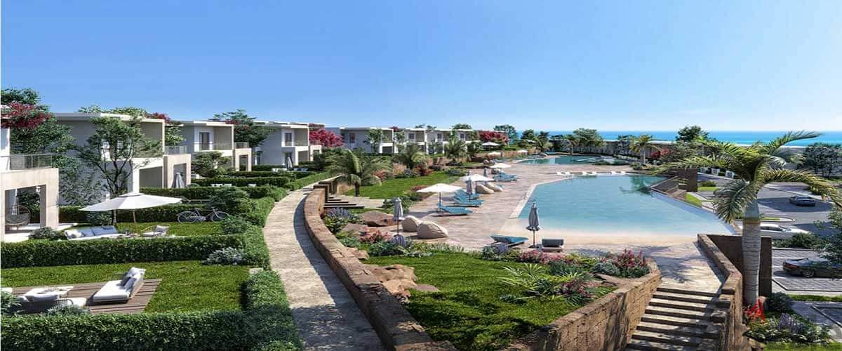 With the lowest down payment for sale chalet 127m panoramic view prime location in Hyde Park Ras El Hekma , North Coast 1
