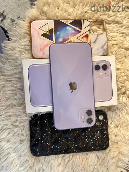iphone 11- purple -84% battery -with 2 cover 1