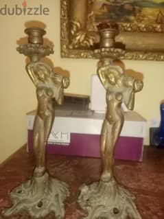 ٢ تمثال شمعدان نحاس ايطالي