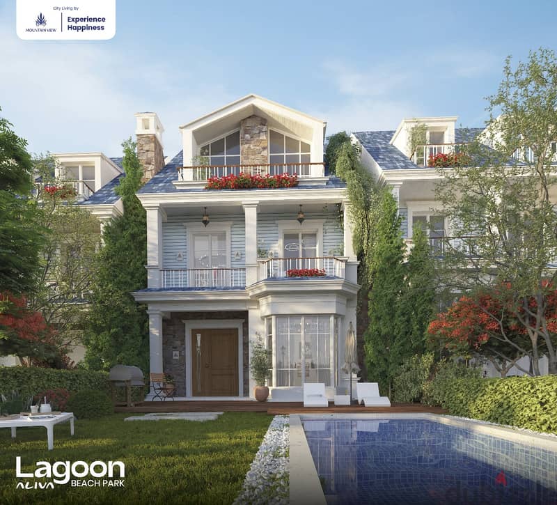 In the best location in New Cairo, Aliva MOUNTAINVIEW Compound, the future, Stand Alone villa, area of ​​285 square meters, with a roof of 56 m 15