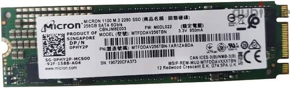 Micron SSD 256GB M. 2