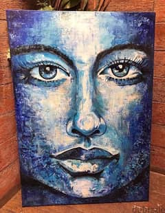 Blue Face Painting 100x70