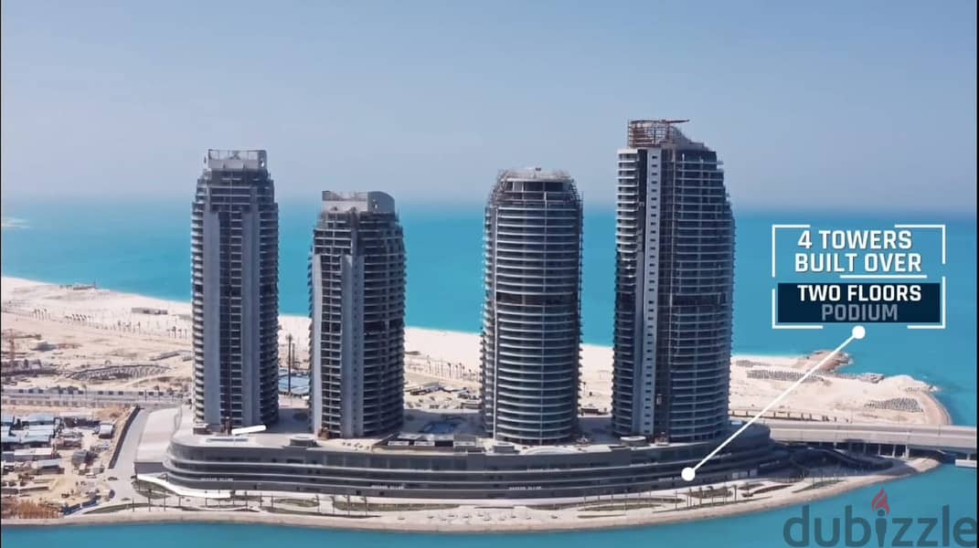 For sale, a distinctive apartment in Alamein Towers, fully finished, receipt nearby, with an area of ​​200 meters, new alamein towers 5