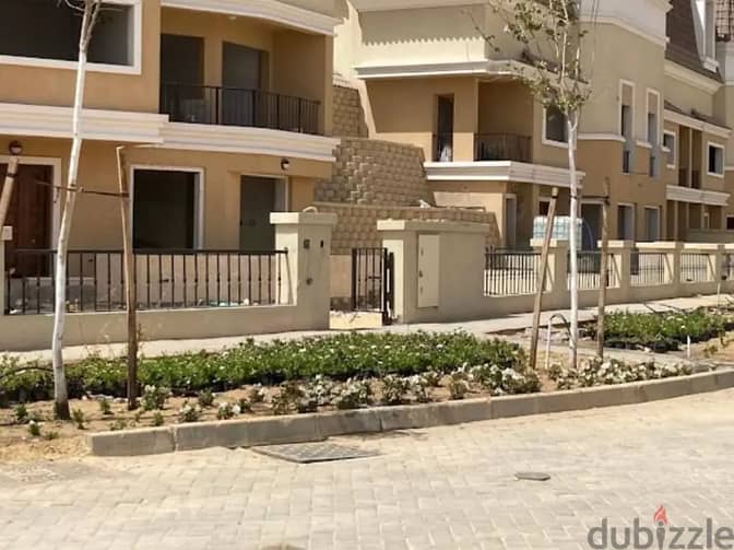 town house 175 m with garden 56m delivered , open view , compound sarai 4