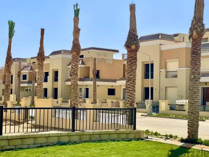 town house 175 m with garden 56m delivered , open view , compound sarai 8
