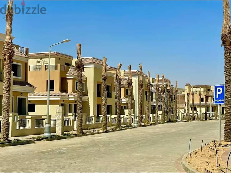 town house 175 m with garden 56m delivered , open view , compound sarai 9
