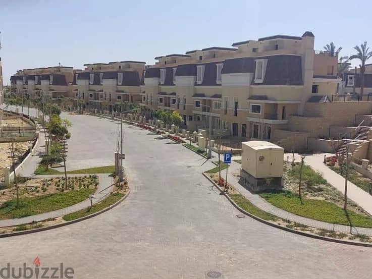 town house 175 m with garden 56m delivered , open view , compound sarai 10
