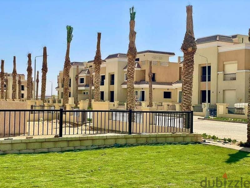 town house 175 m with garden 56m delivered , open view , compound sarai 12