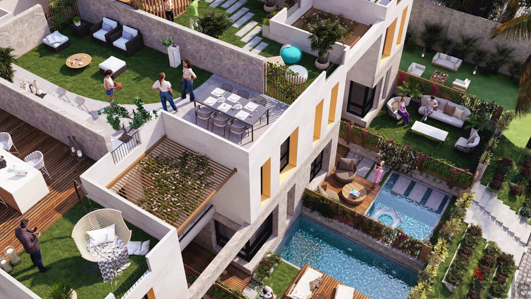 As the sun sets, you and your friends enjoy on the roof of your unit with a 10% down payment at Lazuli Resort - Hurghada. 11