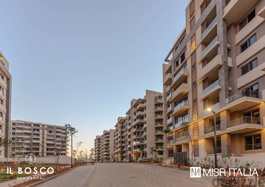 استلام فوري بخصم 30% شقة بحديقة 144 متر² للبيع فى IL Bosco - إل بوسكو-العاصمة الإدارية الجديدة 3