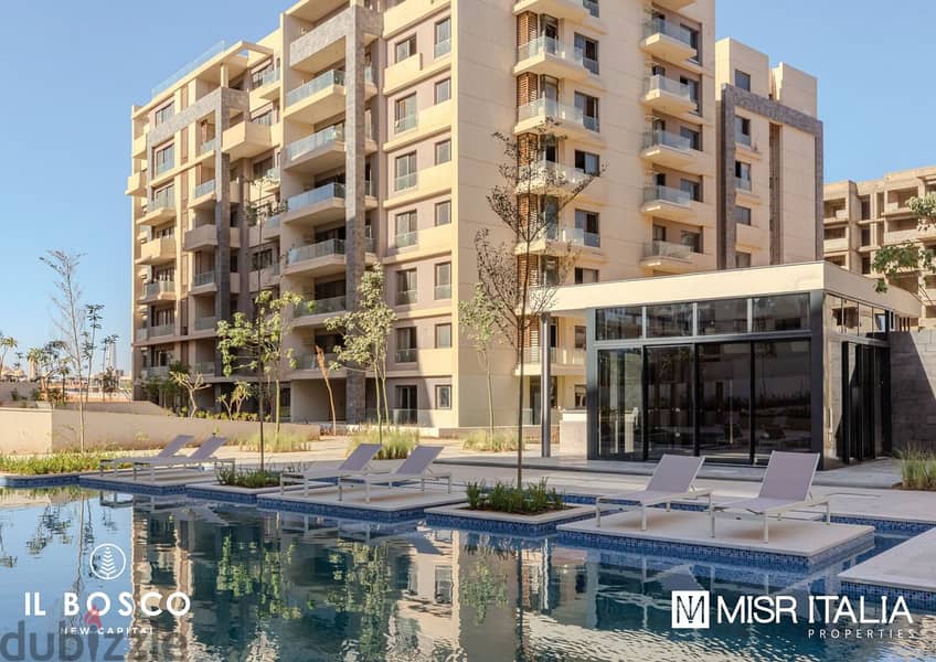 Immediate delivery of apartments of 182 square meters for sale overlooking a garden and a swimming pool in IL Bosco - El Bosco - New Administrative Ca 2