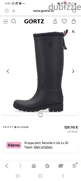 Tommy Rubber Boot size 38 fits 37/38 7