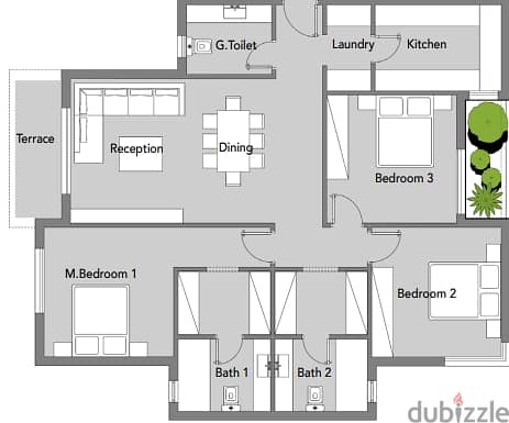 شقة للبيع في مدينة بادية، أكتوبر الجديدة شقة 3 غرف نوم بحديقة جاهزة للسكن مساحة 154 متر حديقة 54 م تشطيب كامل 2