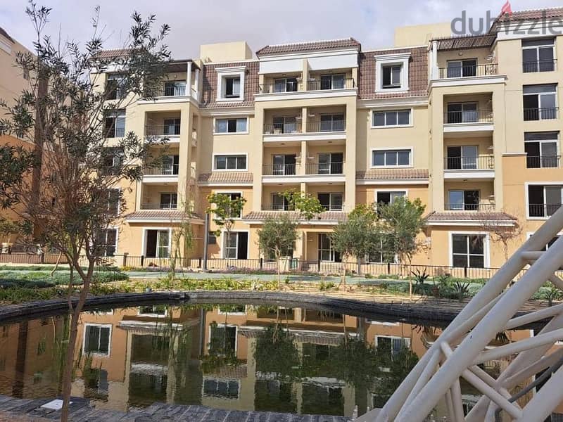 Apartment with garden for sale 142m 3 rooms Sarai New Cairo next to Madinaty 10% down payment and 120% discount on the increase of the down payment 21