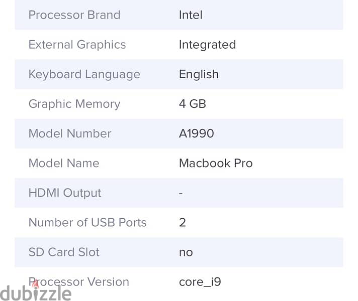 ‏Macbook Pro A1990 (2018) Laptop 15.4-Inch Display Core i9 Processor 5