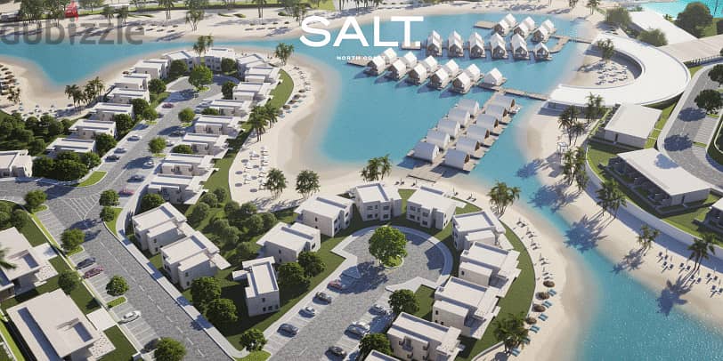 شاليه 3 غرف نوم متشطب للبيع بمقدم 10% والتقسيط على 7 سنوات في Salt من شركة تطوير مصر Tatweer Misr North Coast 2