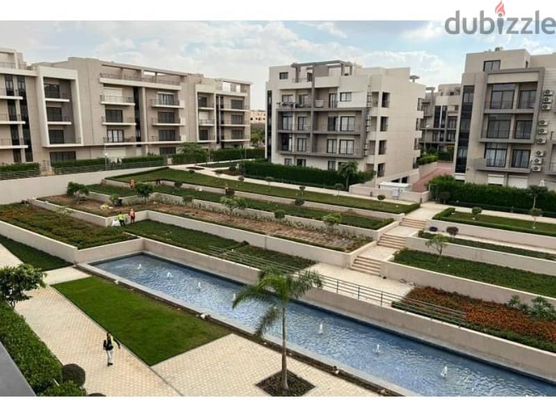 The lowest down payment is for an apartment 132 sqm fully finished with ACs 2 bedrooms   in Al Marasem, Fifth Square, with installments 3